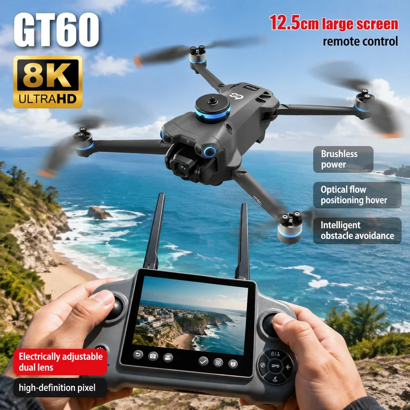 Drone Kit Long Range - NEUE GT60 Mini-Drohne mit Doppelkameras, 8K
